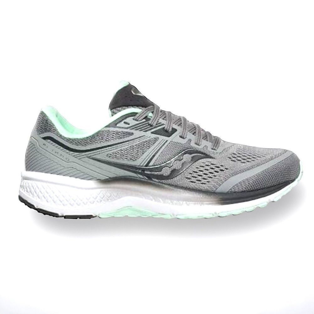 Saucony Sneakers Women's 11.5 Grey Omni 19 Road Running Shoes Alloy/Sky 8 Green